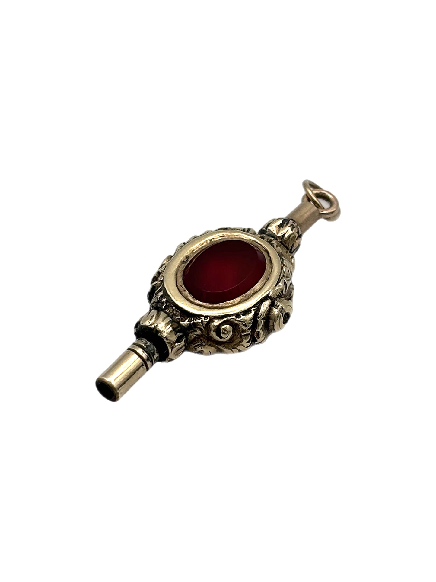 9ct Gold Cased Amyethst and Carnelian Fob