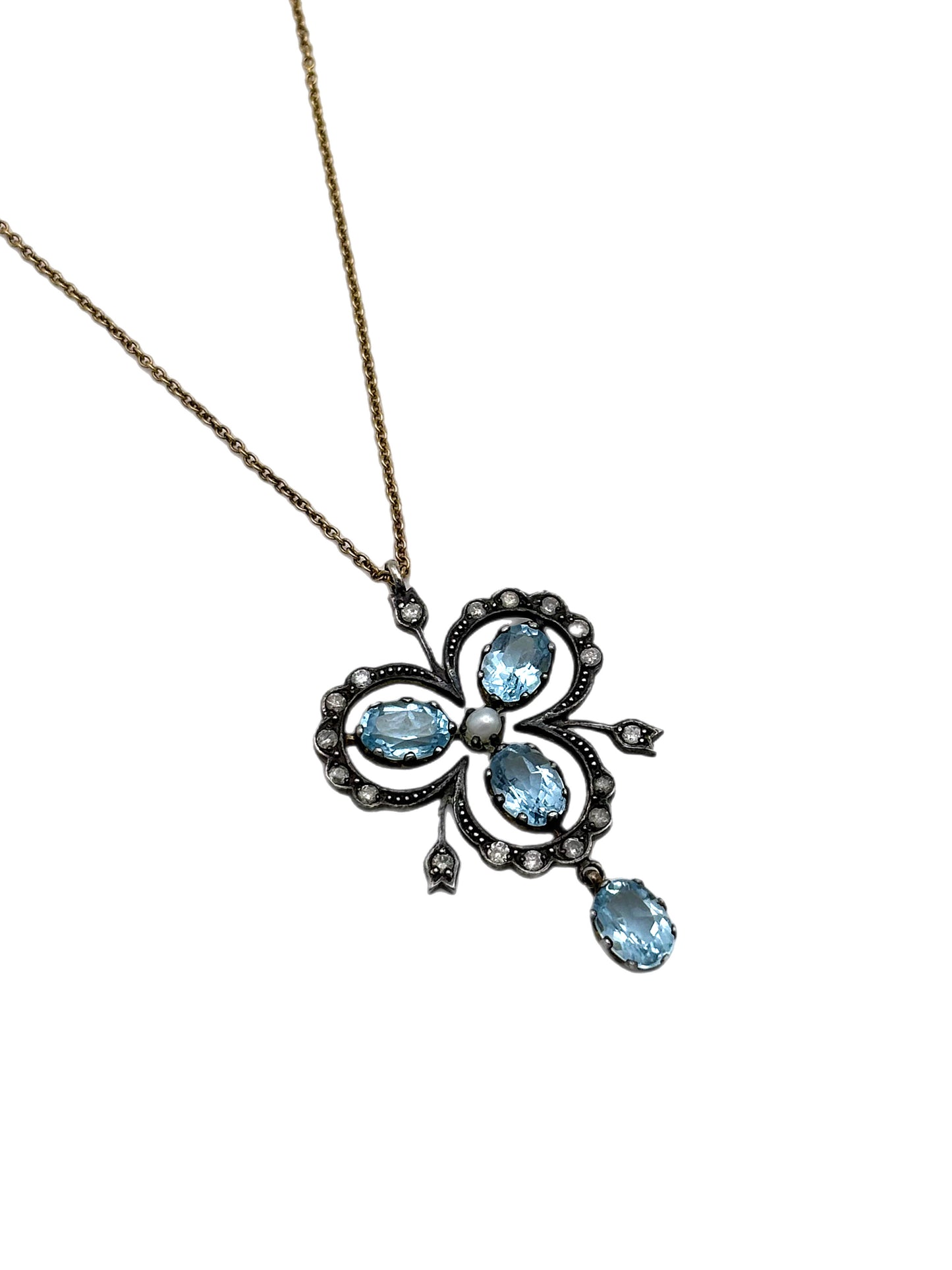 Blue Topaz and Diamond Necklace