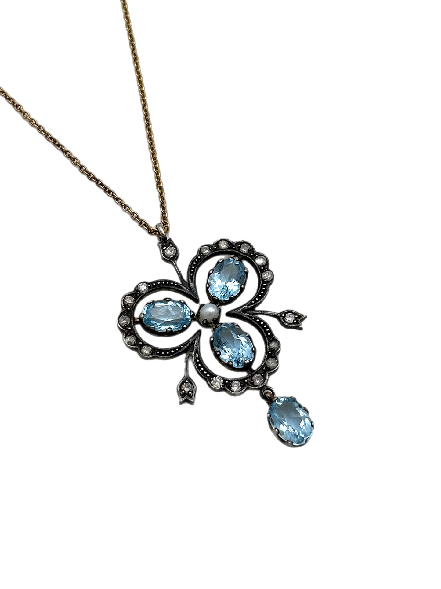 Blue Topaz and Diamond Necklace