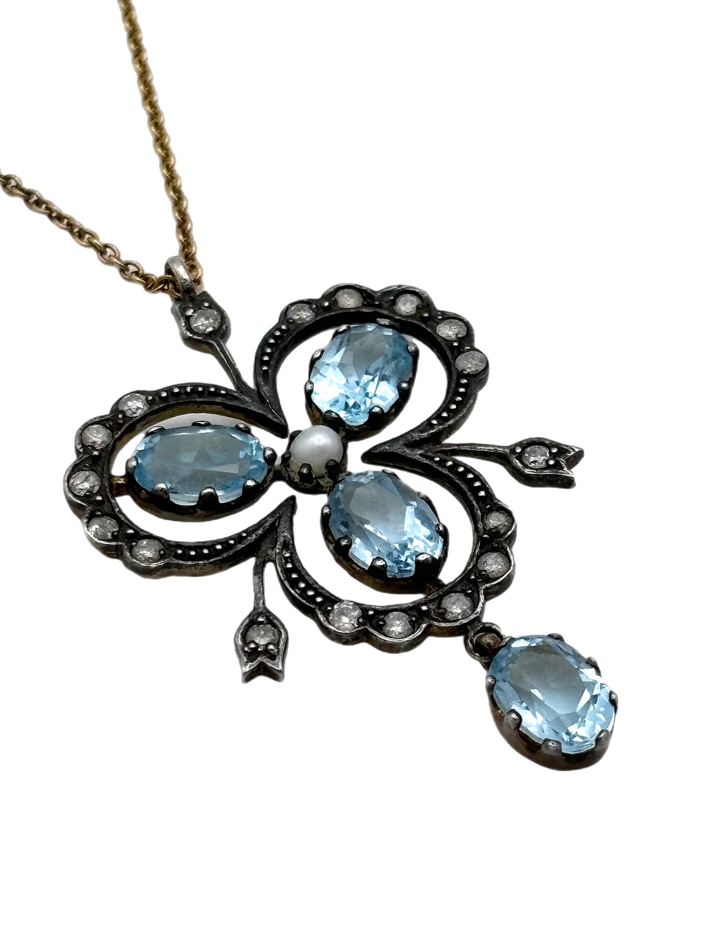 Blue Topaz and Diamond Necklace