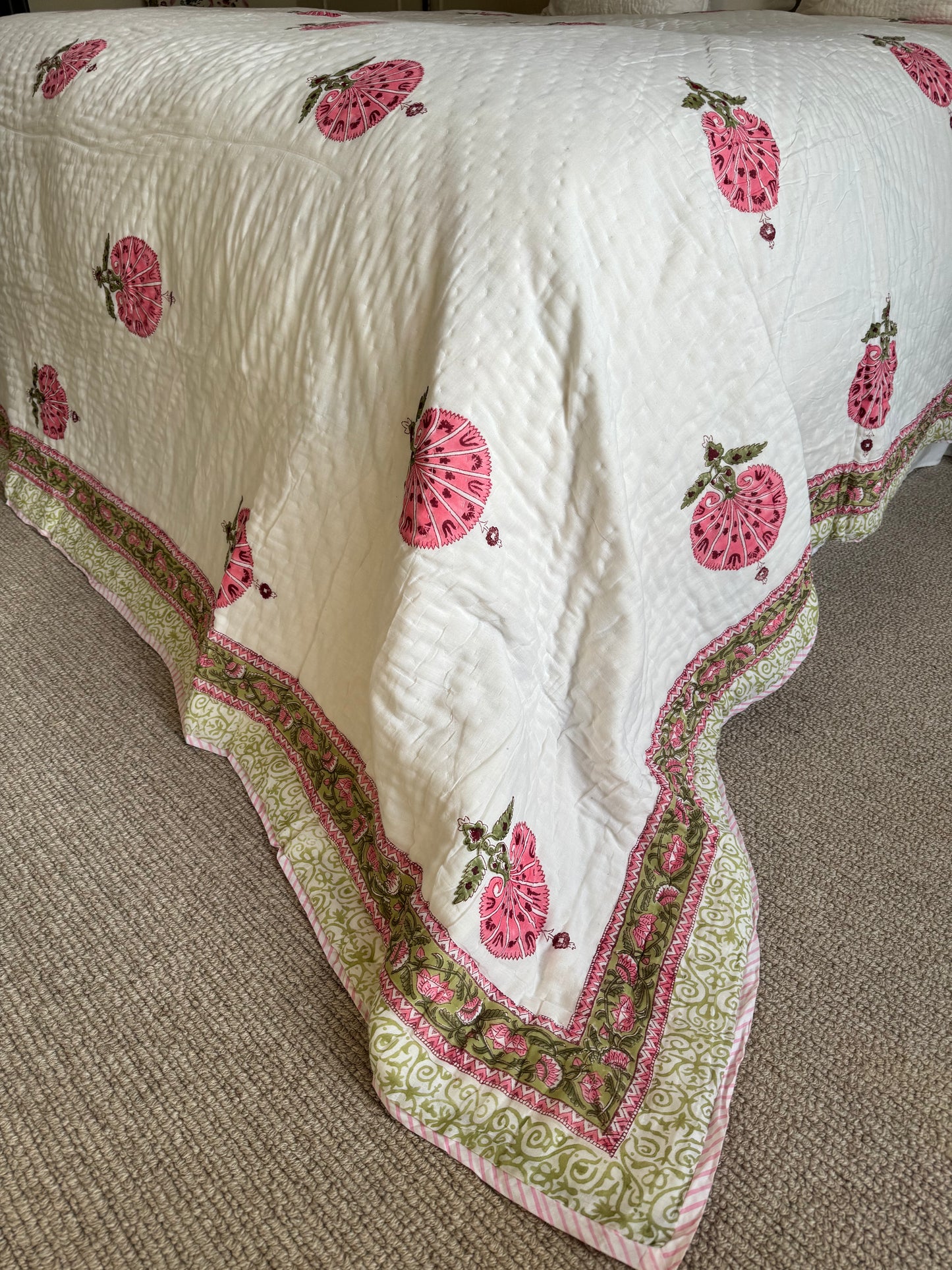 Pink Fan Flower Bedspread