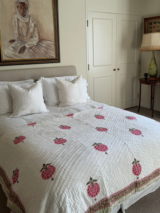 Pink Fan Flower Bedspread
