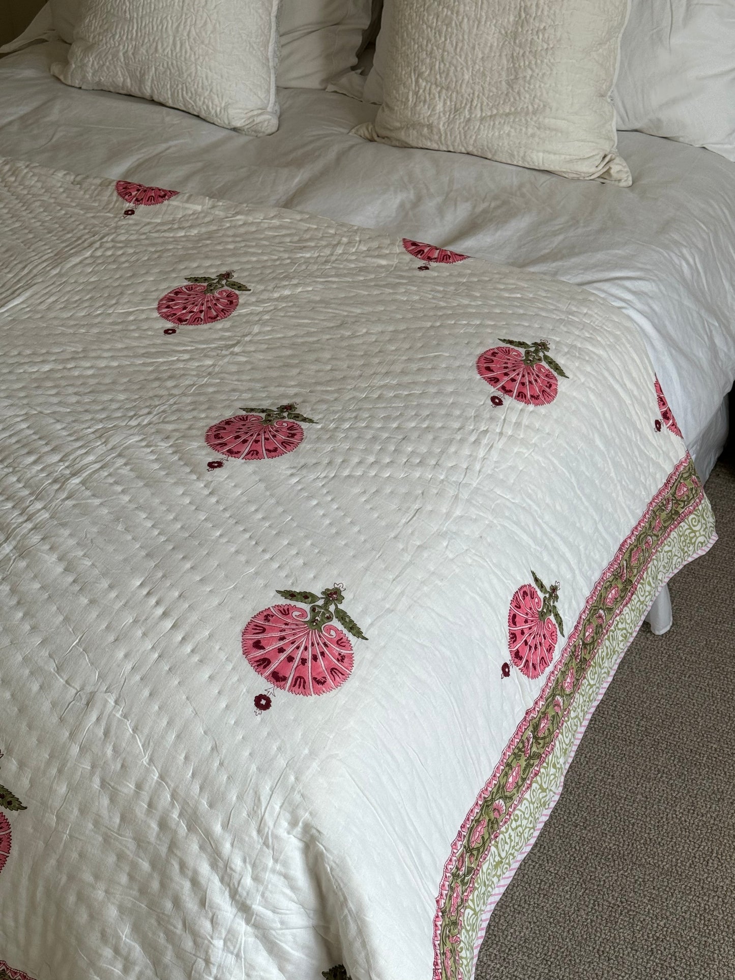 Pink Fan Flower Bedspread