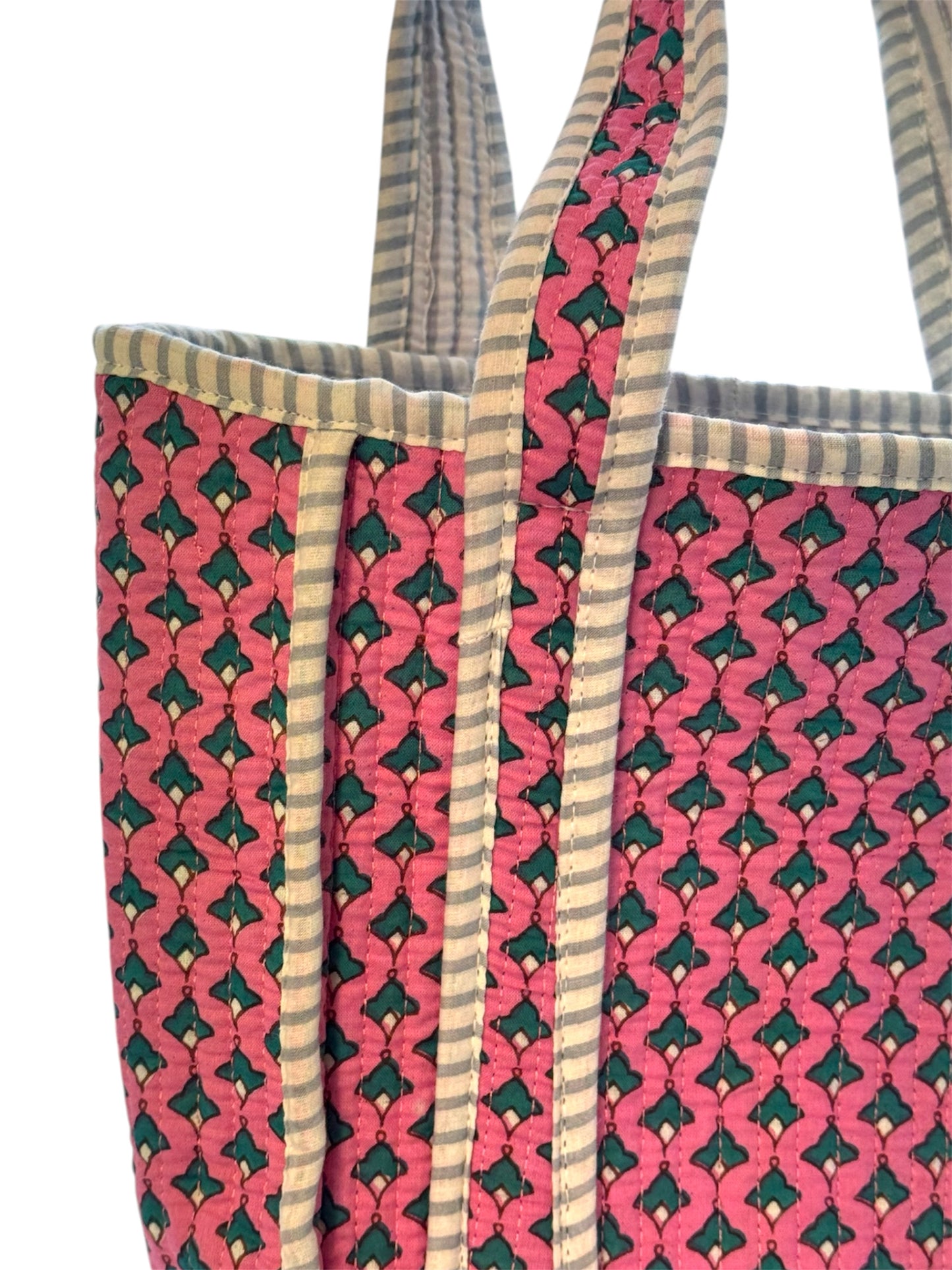 Mini 'Pink Provence' Block Print Tote Bag