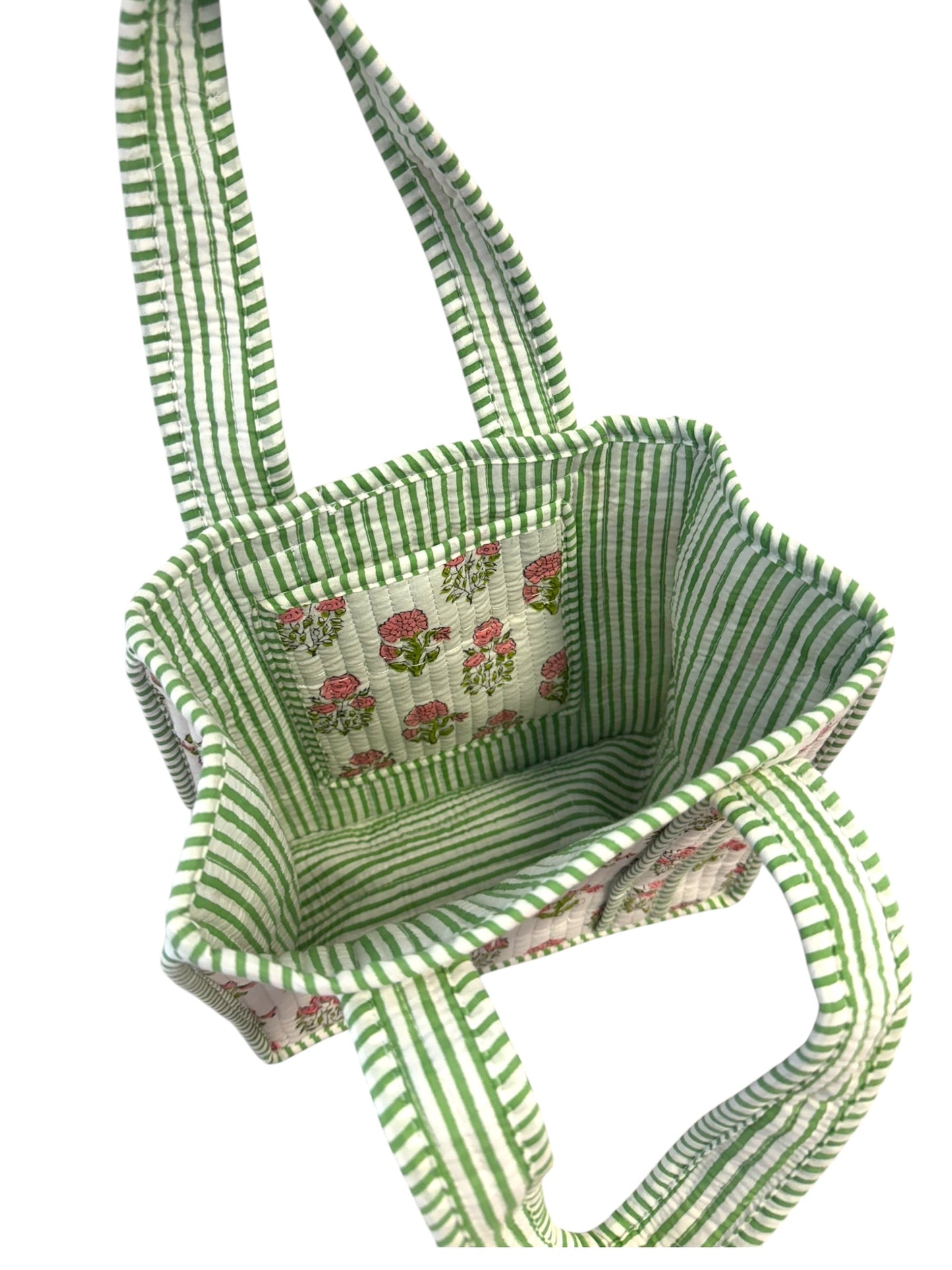 Mini 'Pink Shrub' Block Print Tote Bag