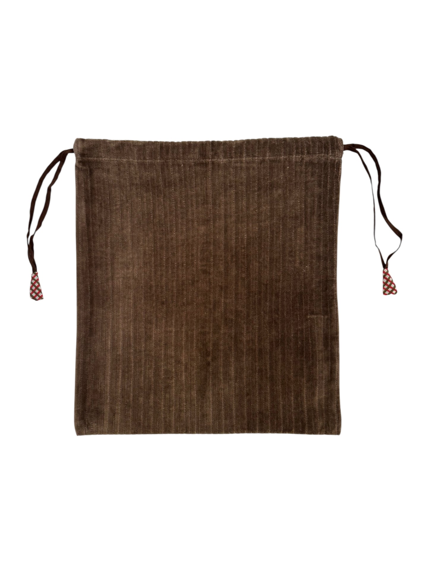 Mushroom Ribbed Velvet Drawstring Bag