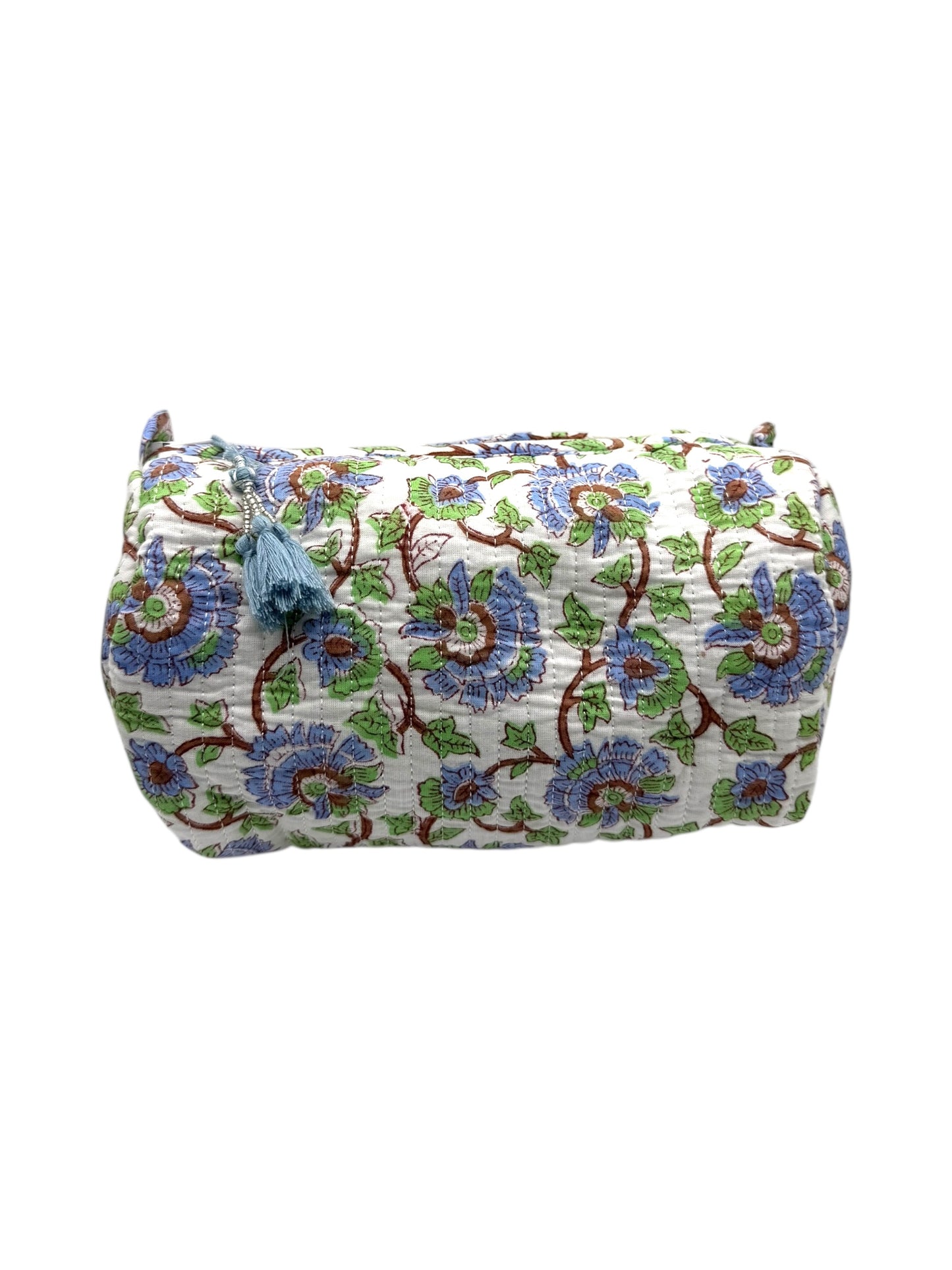 'Blue and Green Foliage' Block Printed Sponge Bag/Washbag