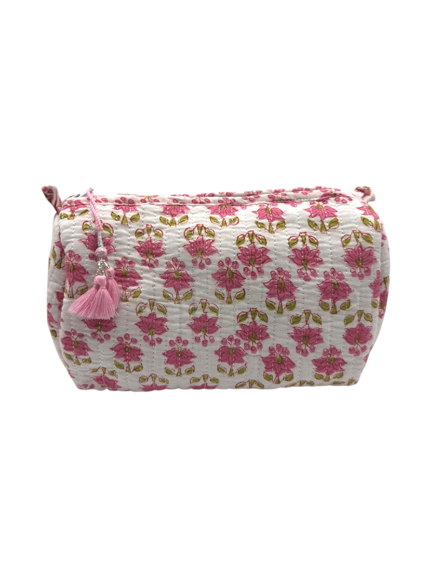 'Pink Tree & Leaves' Block Printed Sponge Bag/Washbag
