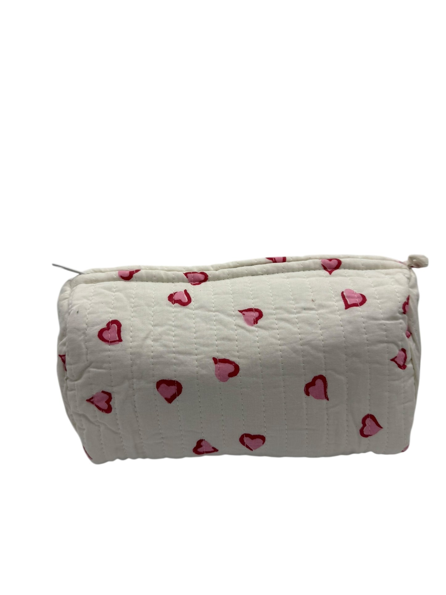 'Red & Pink Hearts' Block Printed Sponge Bag/Washbag
