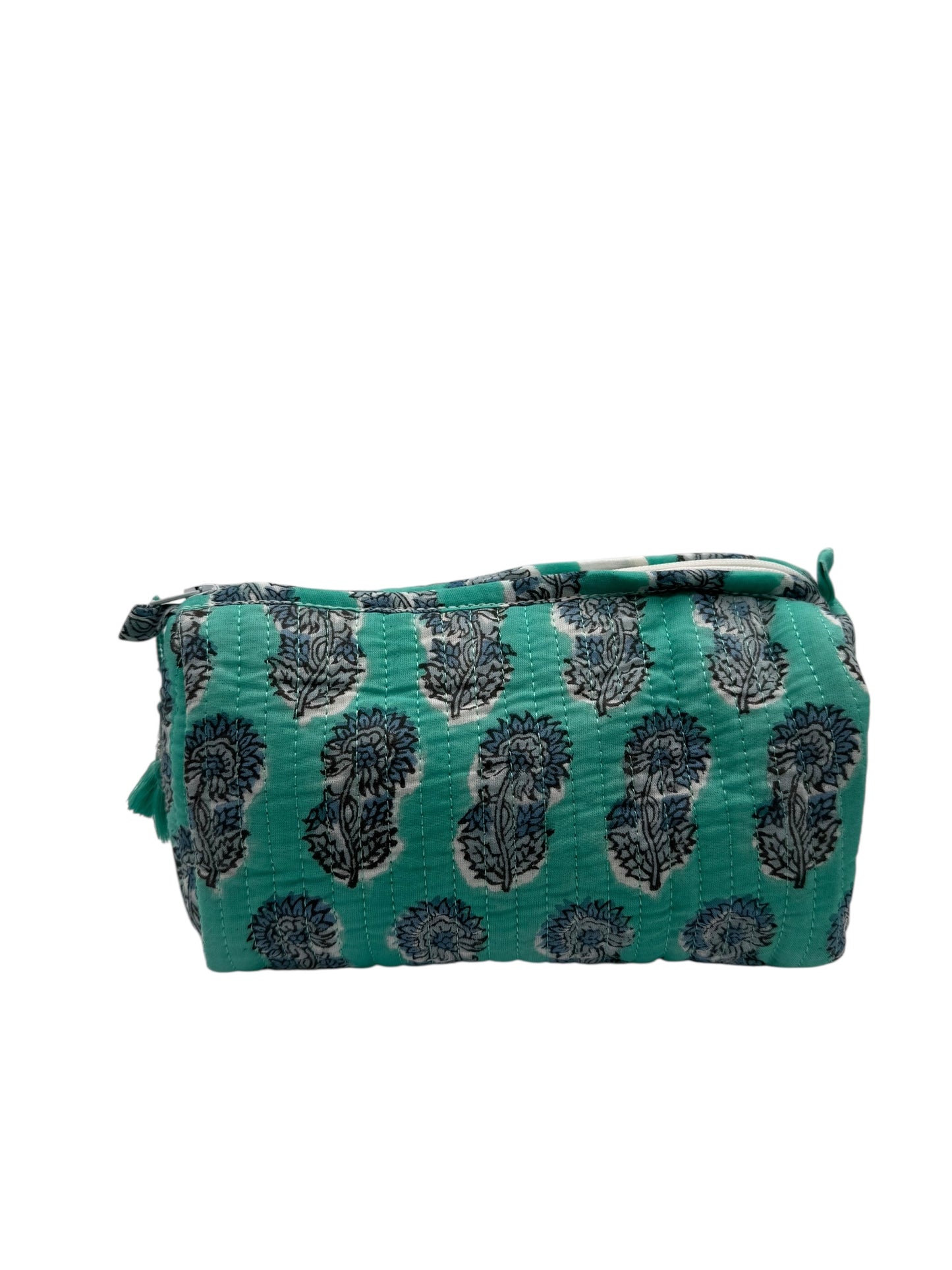'Flower and Green' Block Printed Sponge Bag/Washbag