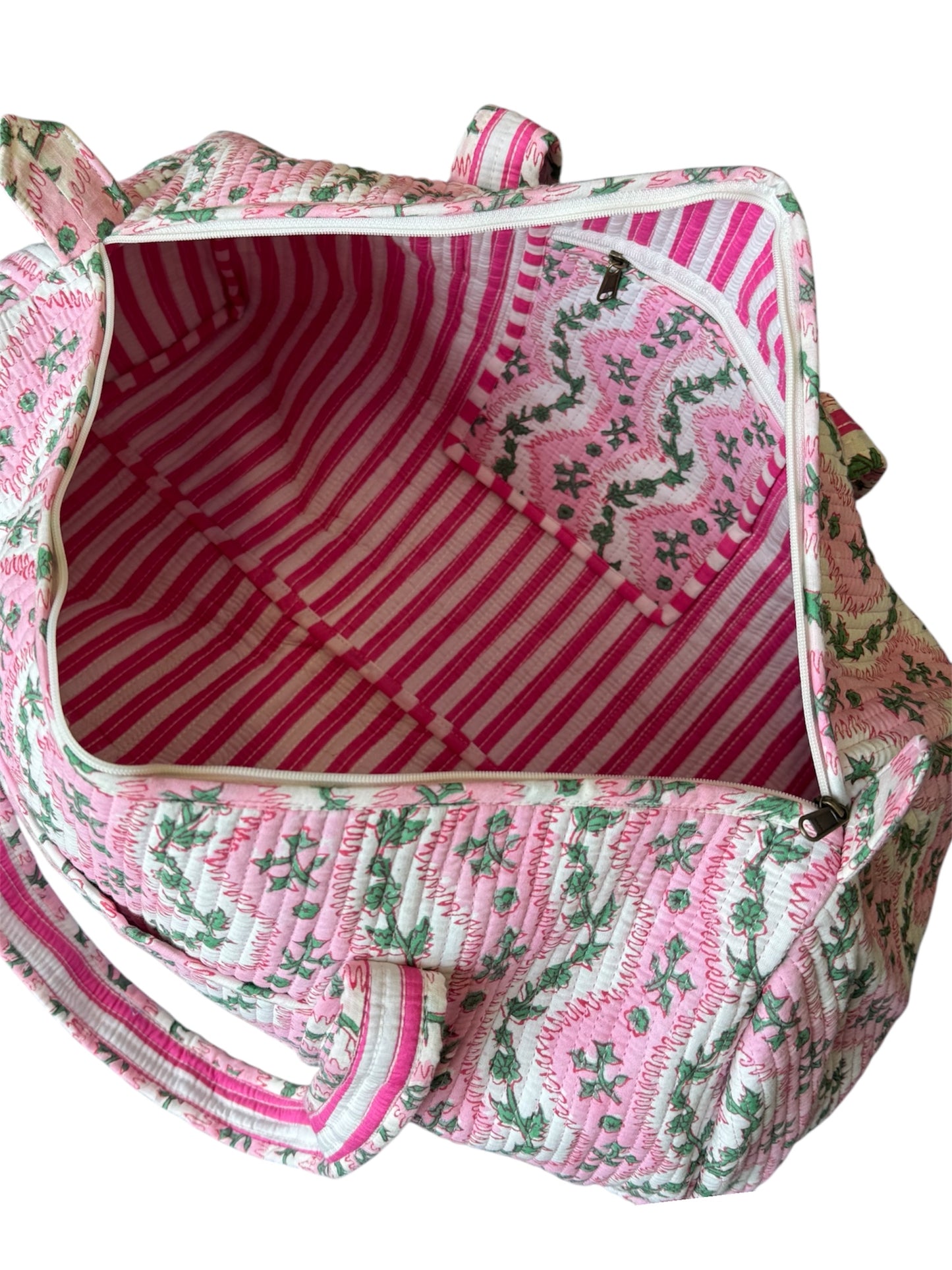 'Pink Arles' Block Print Overnight/Weekend Bag