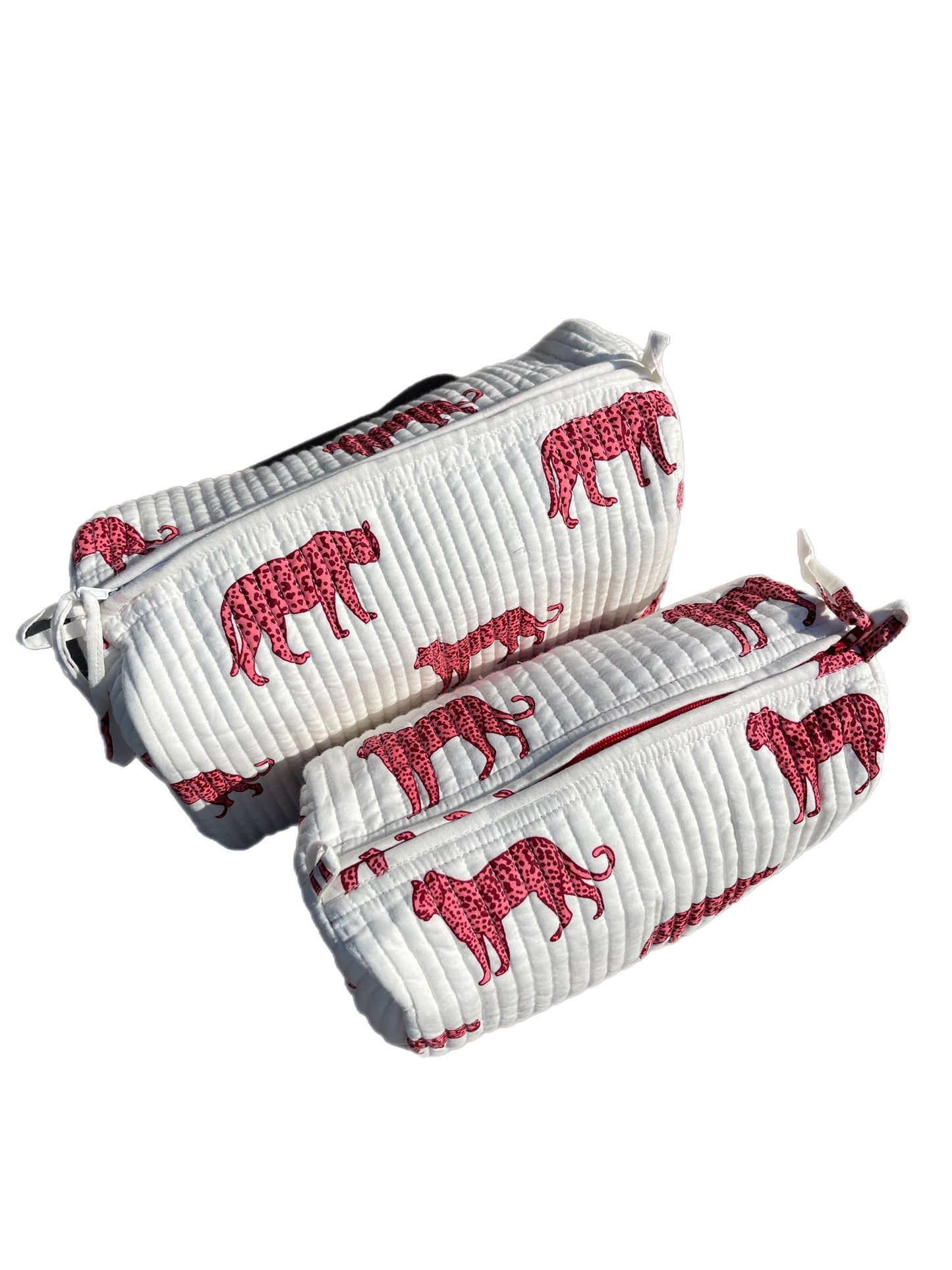 'Pink Leopard' Block Printed Sponge Bag/Washbag