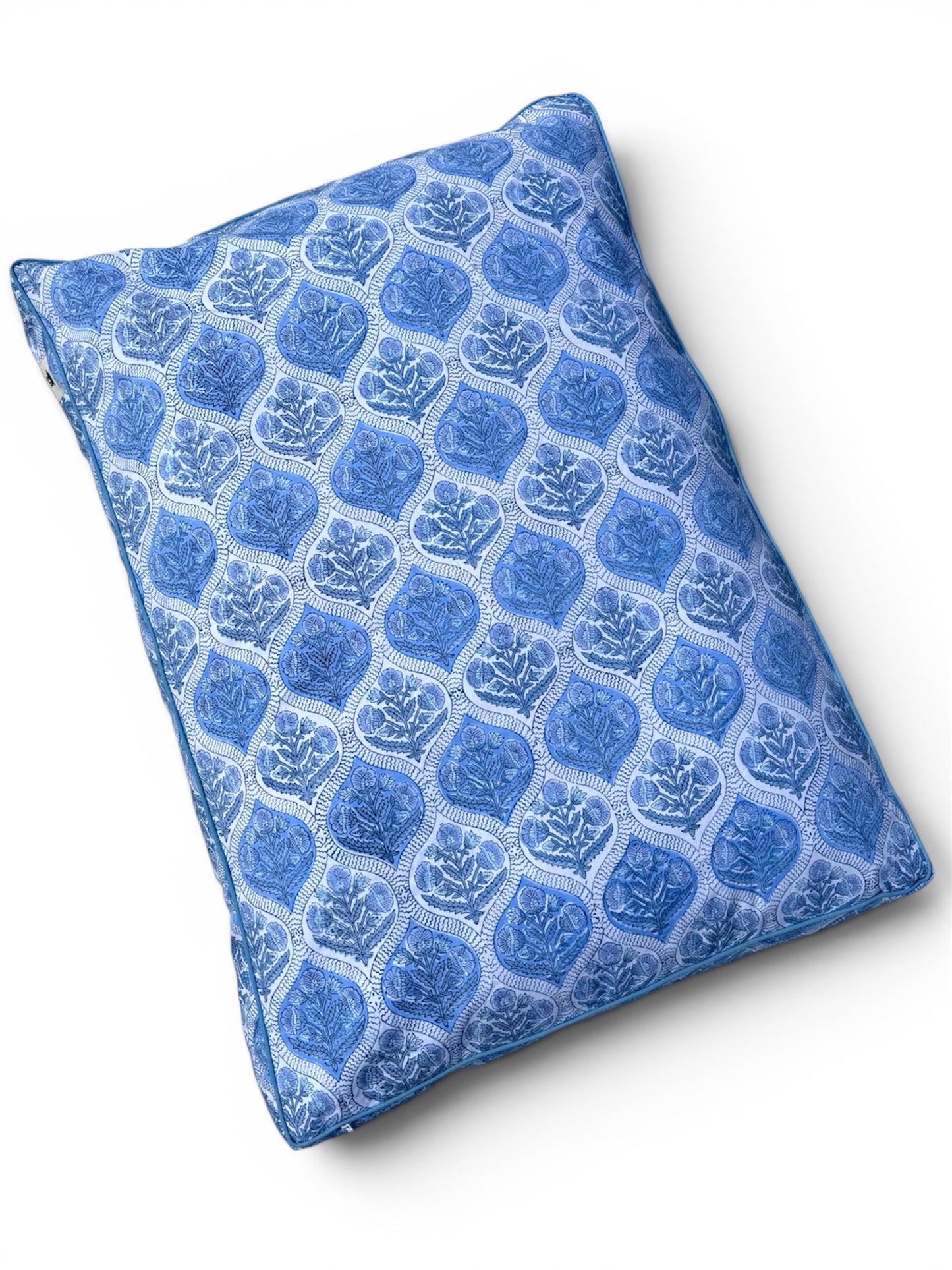 'Blue Shrub' Hand Block Printed Washable Dog Bed