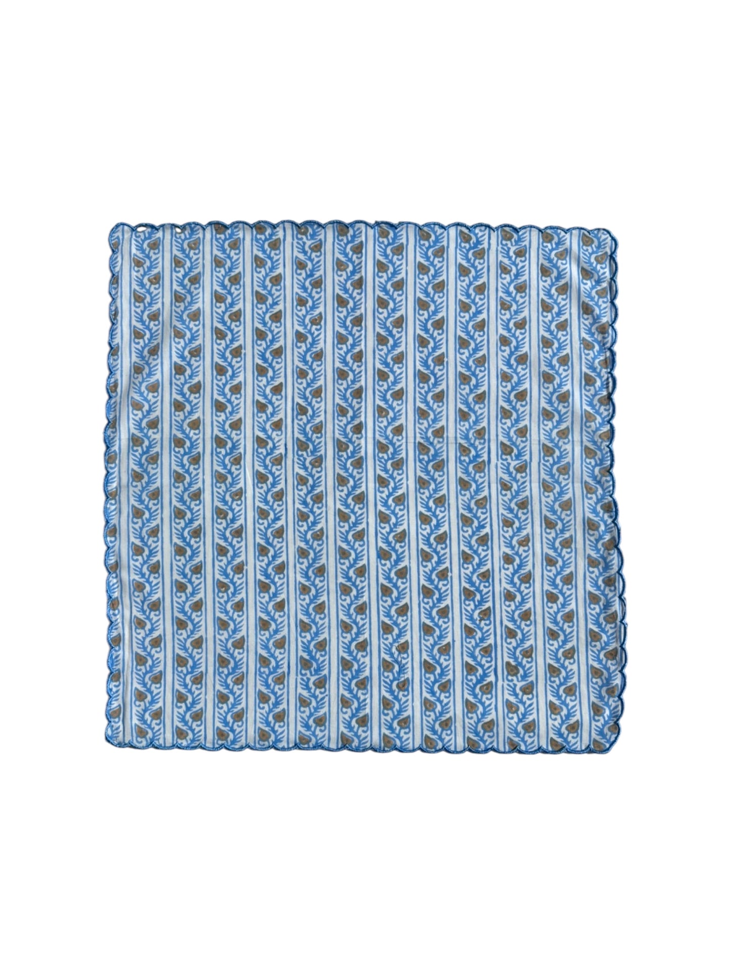 Blue Leaf Trellis Block Print Napkins (Set of 6)