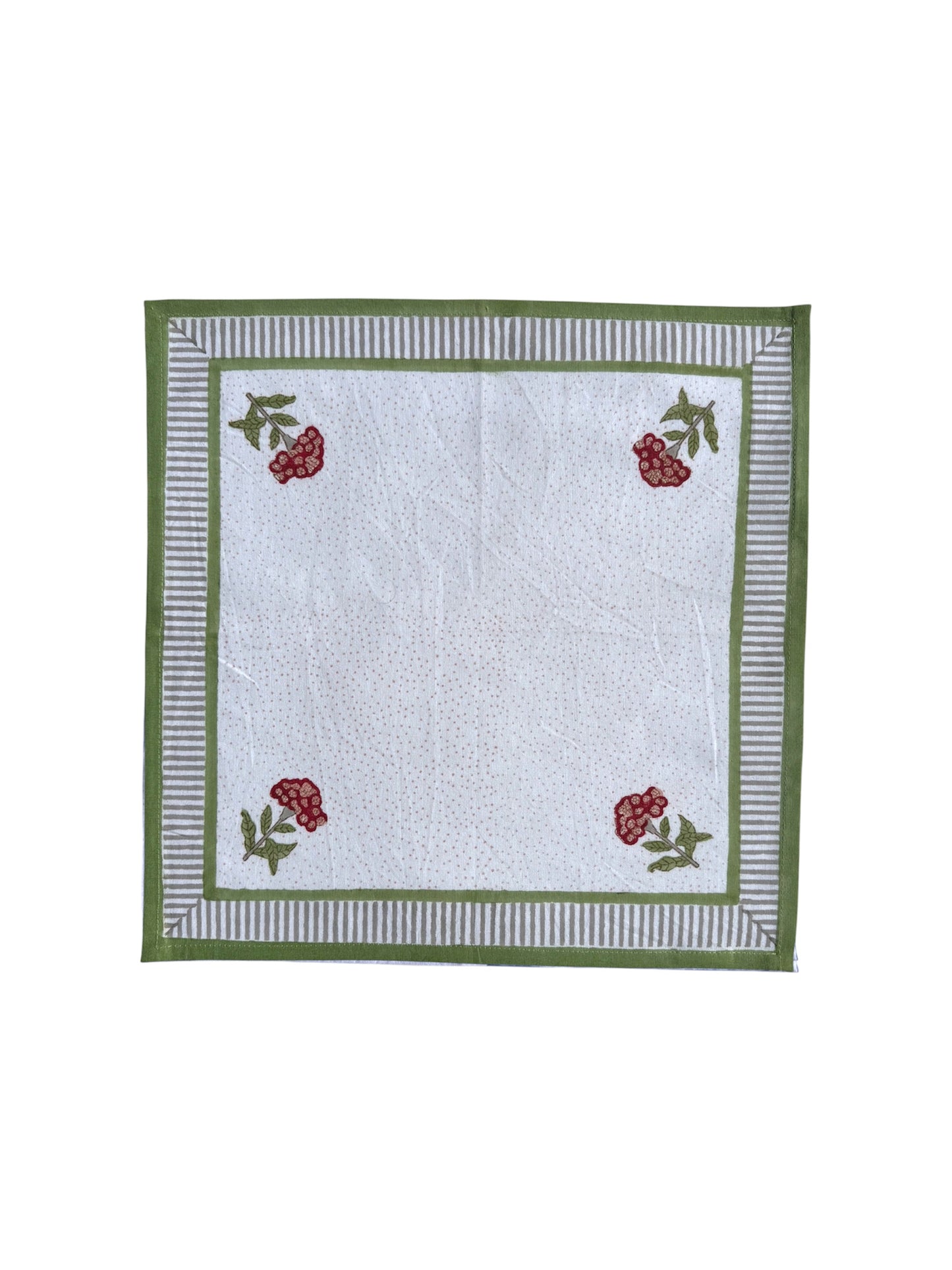 Red & Green Geranium Block Print Napkins (Set of 6)