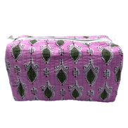 'Pink and Green Foliage' Block Printed Sponge Bag/Washbag