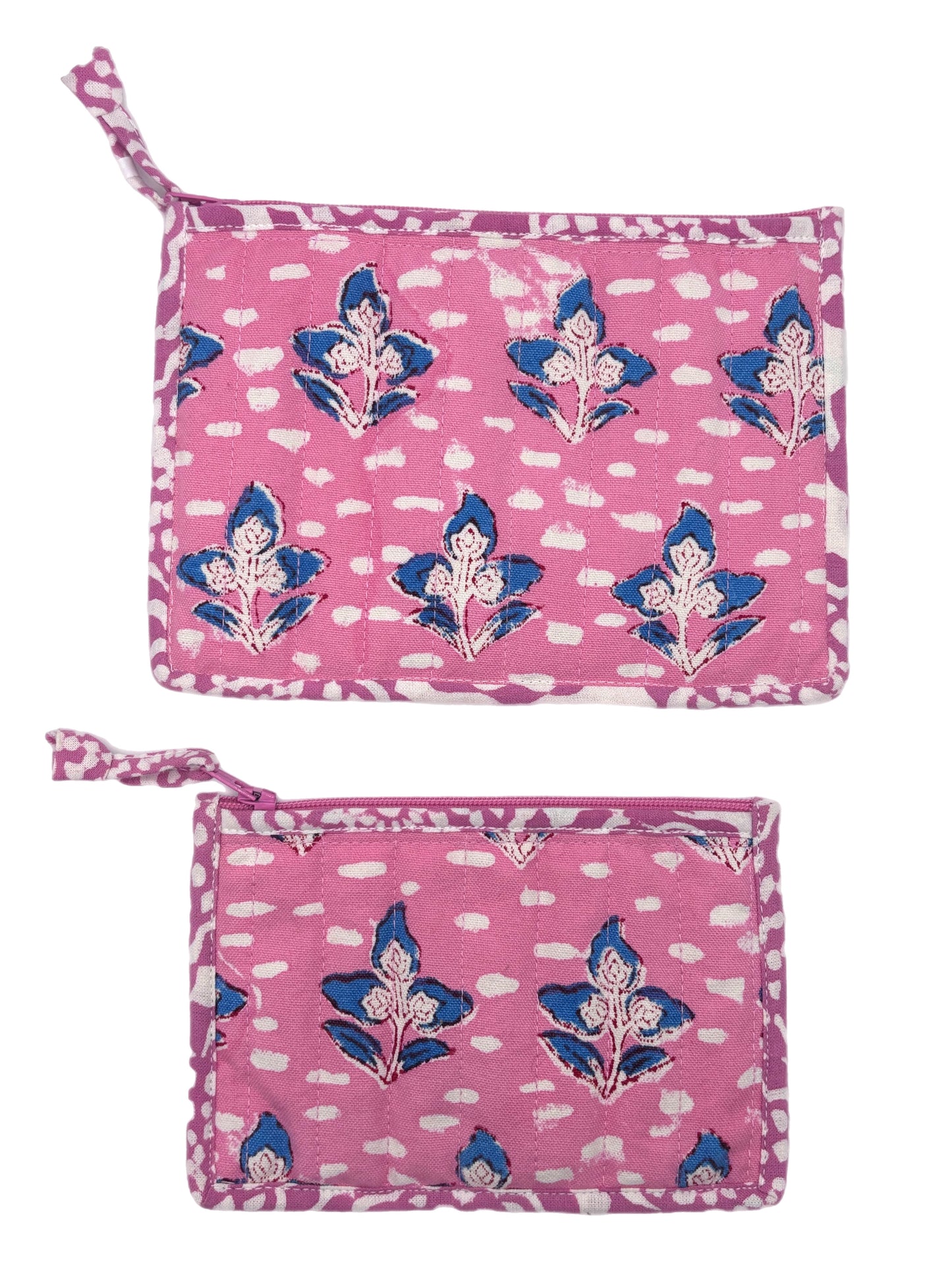 Pink and Blue Foliage Zipped Pouches