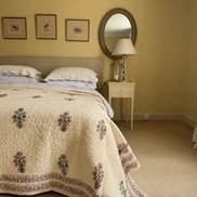Antiqued Pink & Blue Foliage Bedspread/Quilt