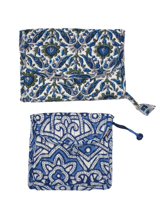 Blue Buttoned Pouches