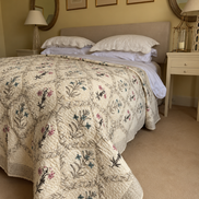 Antiqued Pink & Blue Flower Bedspread/Quilt