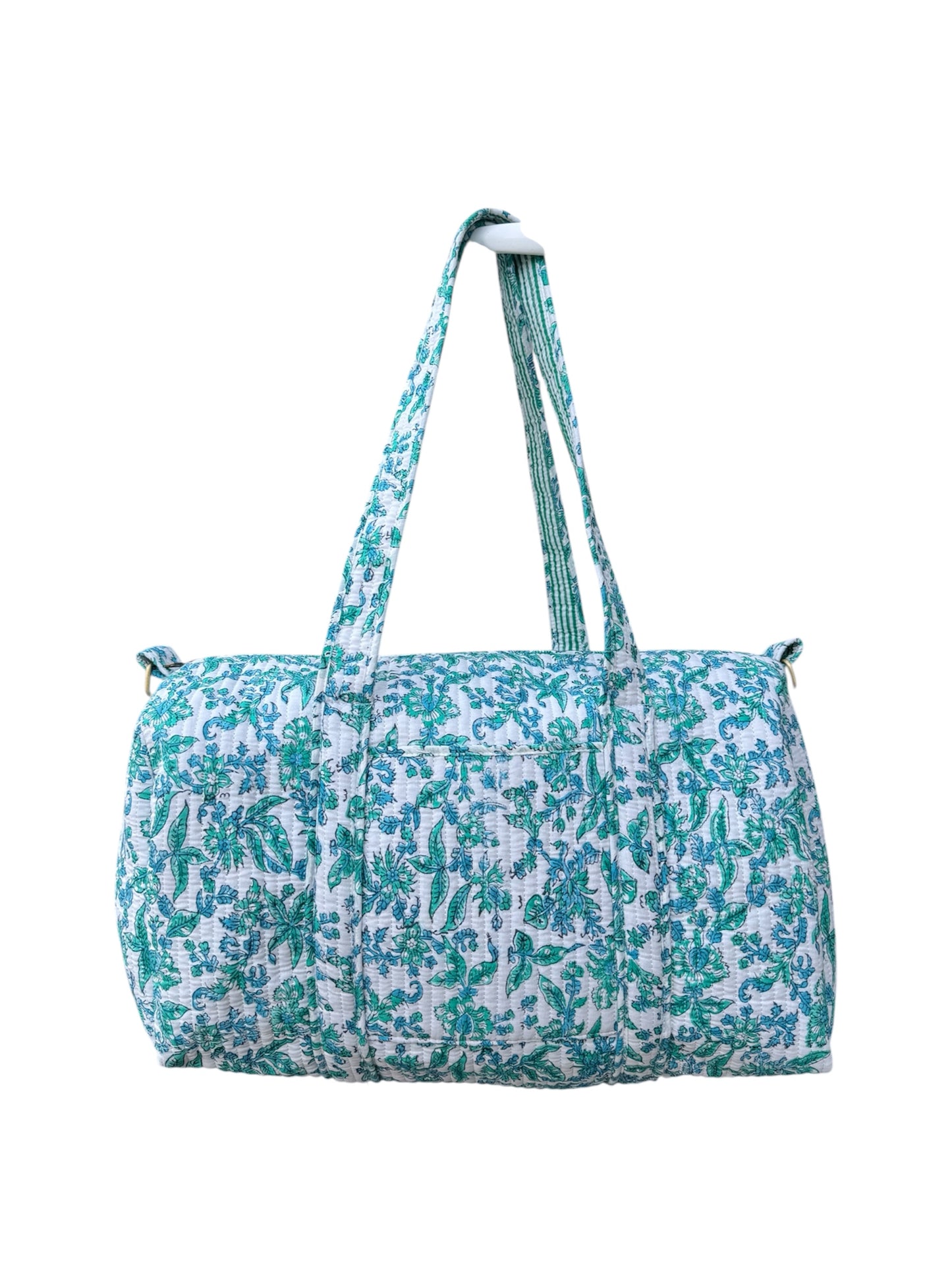 'Baby Blue & Turquoise' Block Print Overnight/Weekend Bag