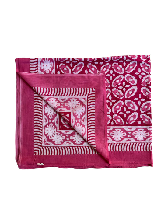 'Pink Patterned' Hand Block Printed Sarong
