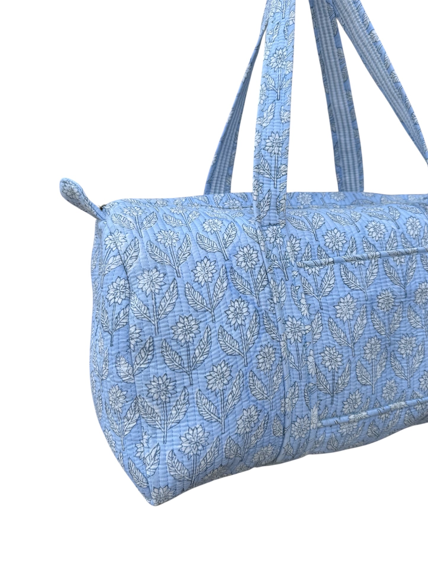 'Blue Daisy' Block Print Overnight/Weekend Bag