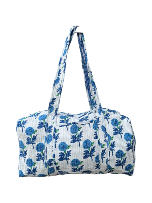 'Blue Dandelion' Block Print Overnight/Weekend Bag