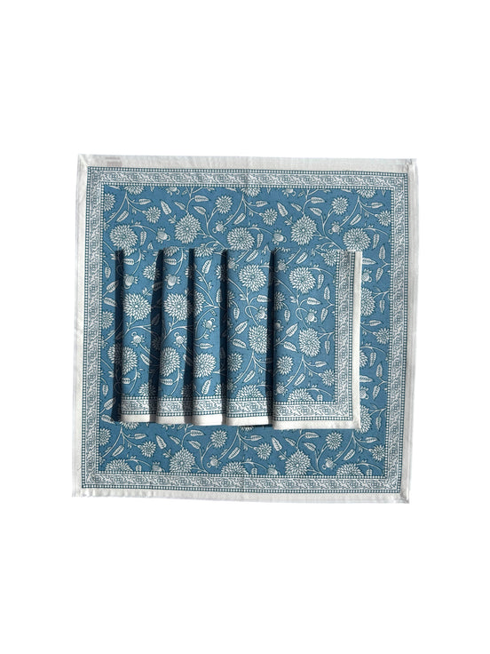 Blue Fauna Block Print Napkins (Set of 6)