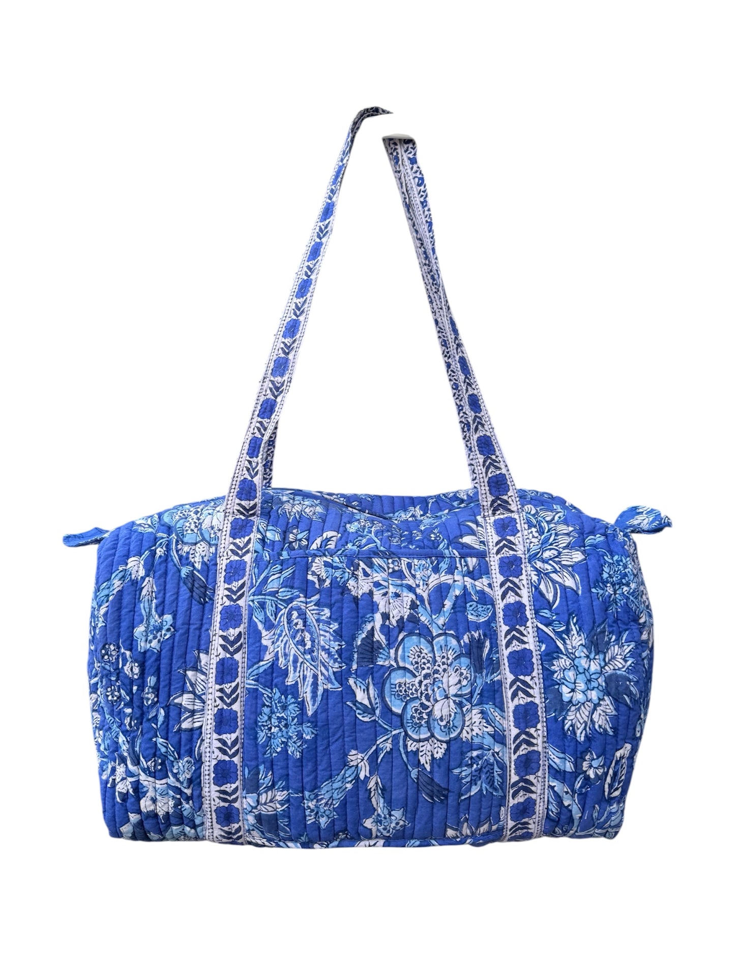 'Blue Floral' Block Print Overnight/Weekend Bag