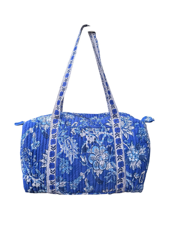 'Blue Floral' Block Print Overnight/Weekend Bag