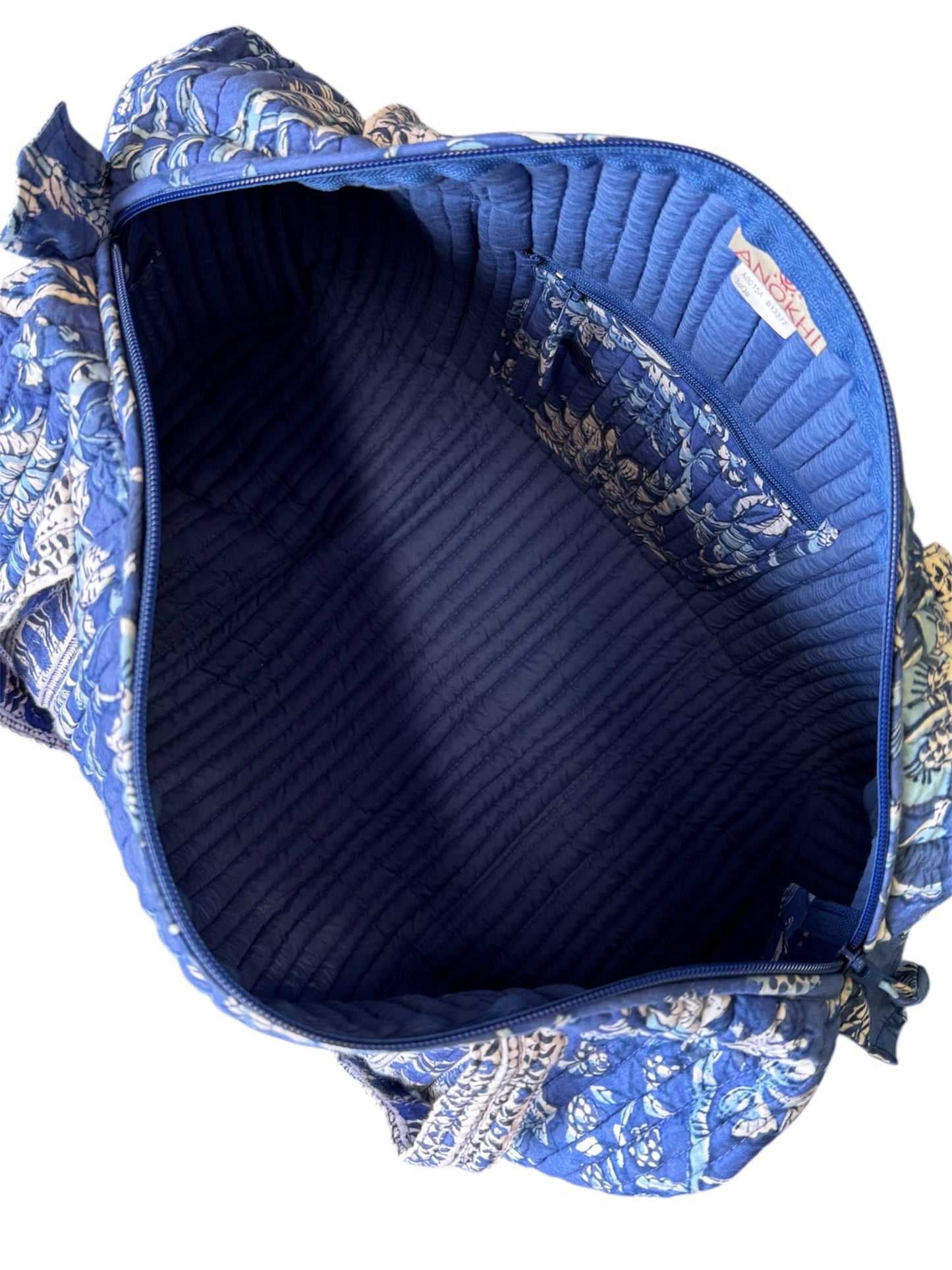 'Blue Floral' Block Print Overnight/Weekend Bag