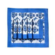 Blue Flower/Shrub Block Print Napkins (Set of 6)