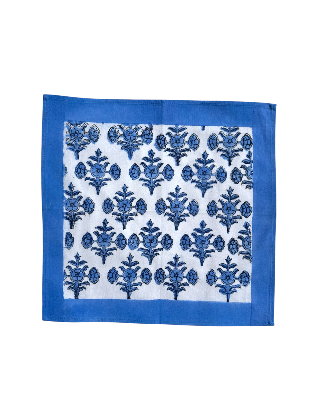 Blue Flower/Shrub Block Print Napkins (Set of 6)