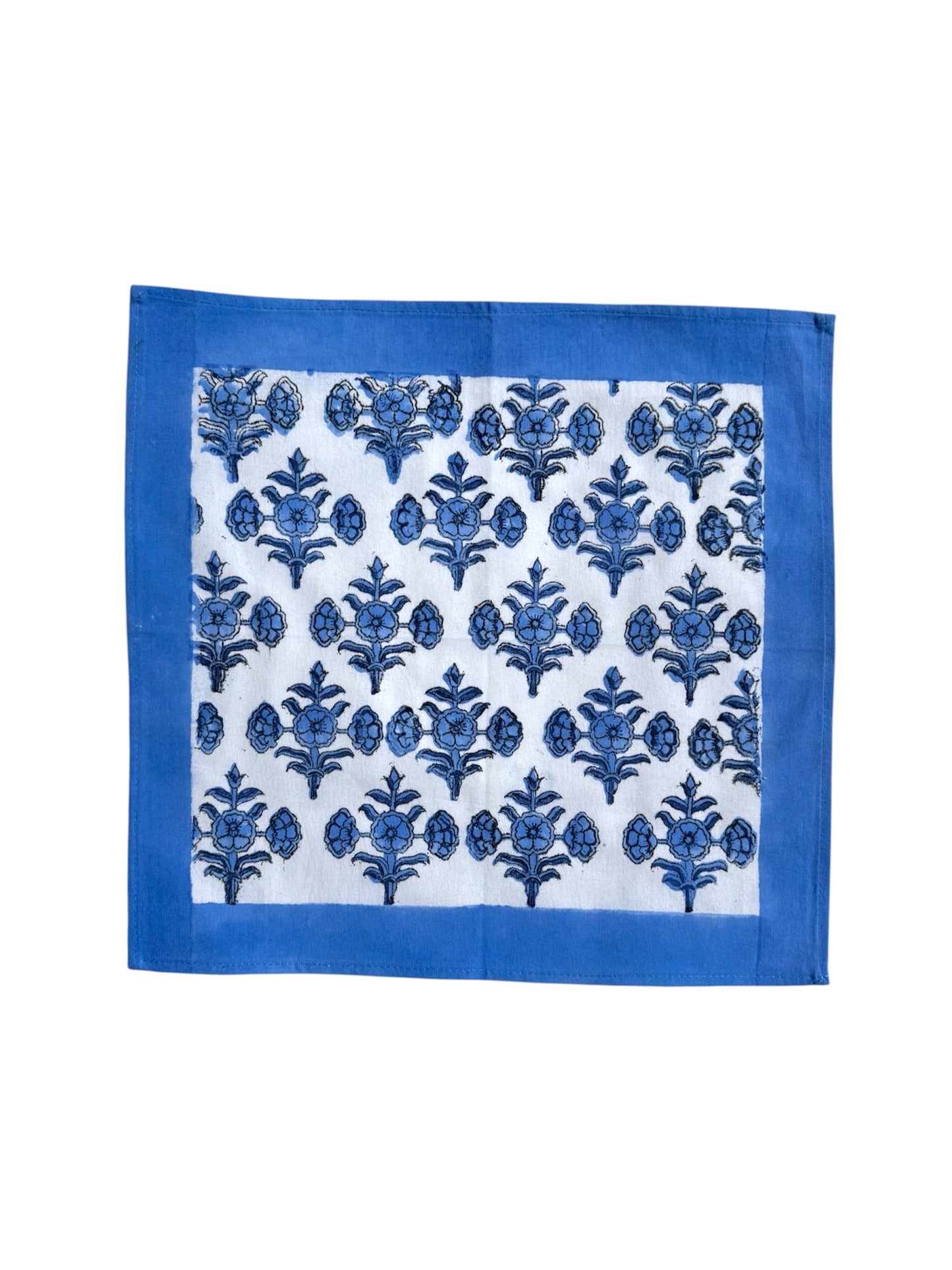 Blue Flower/Shrub Block Print Napkins (Set of 6)