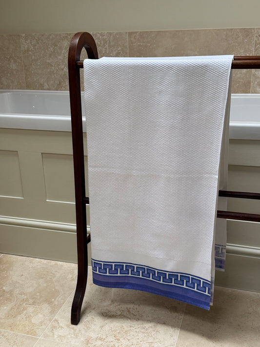 Blue Geometric Cotton Waffle Towel