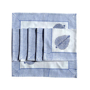 Blue Leaf Block Print Napkins (Set of 6)