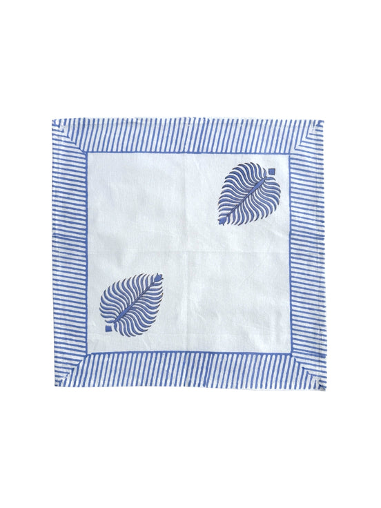Blue Leaf Block Print Napkins (Set of 6)