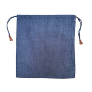 Blue Linen Drawstring Bag