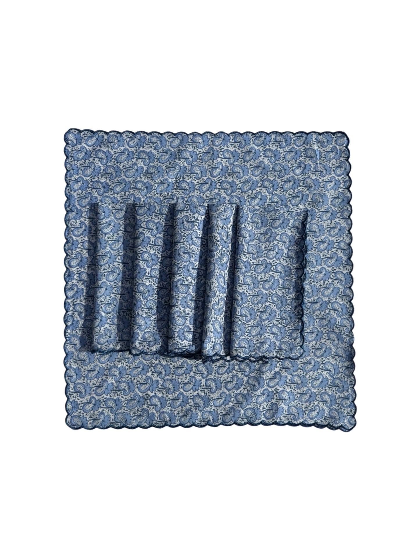 Blue Paisley Block Print Napkins (Set of 6)