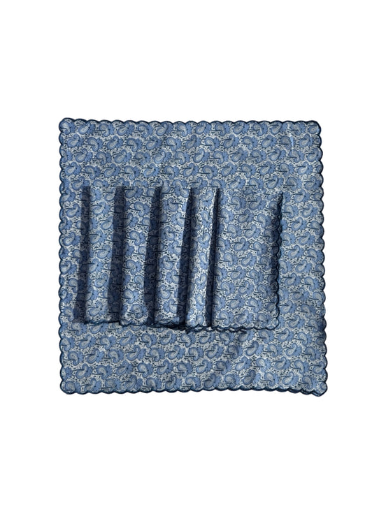 Blue Paisley Block Print Napkins (Set of 6)