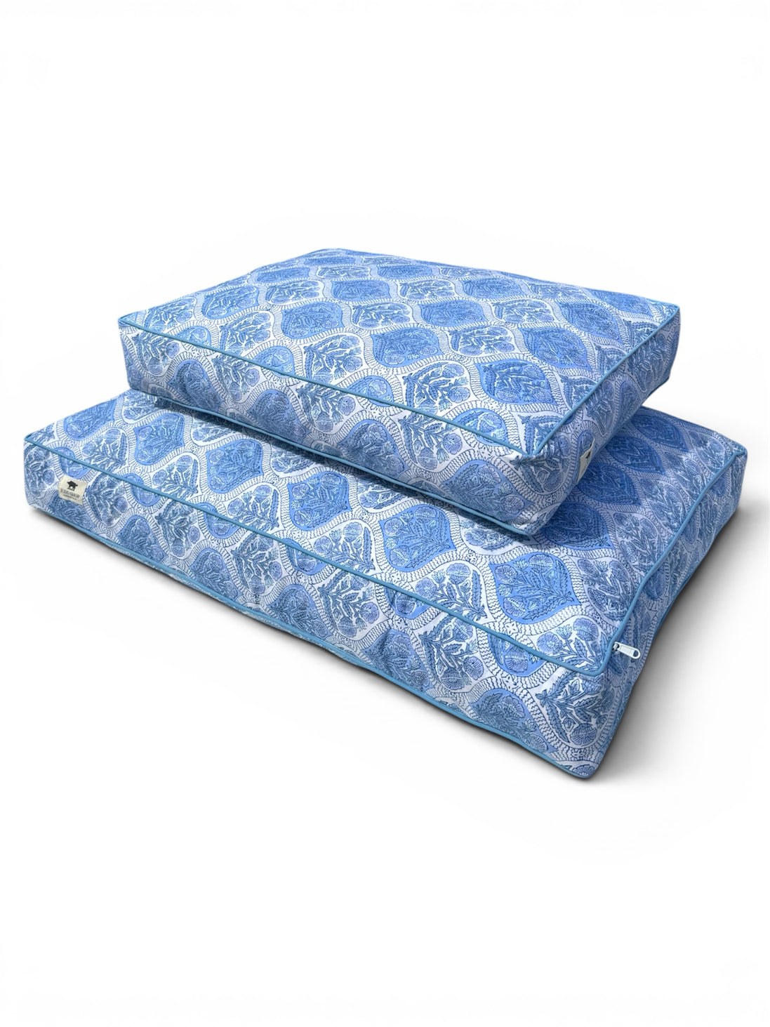 'Blue Shrub' Hand Block Printed Washable Dog Bed