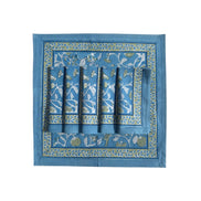 Blue Strawberry & Parrot Block Print Napkins (Set of 6)