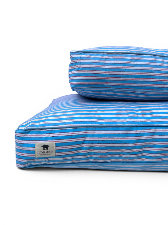 'Blue Stripe' Hand Block Printed Washable Dog Bed