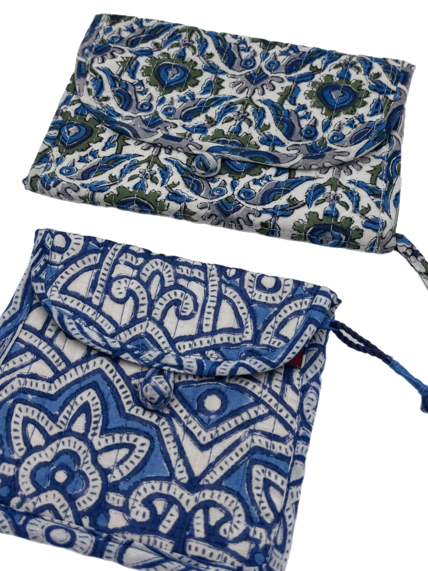 Blue Buttoned Pouches
