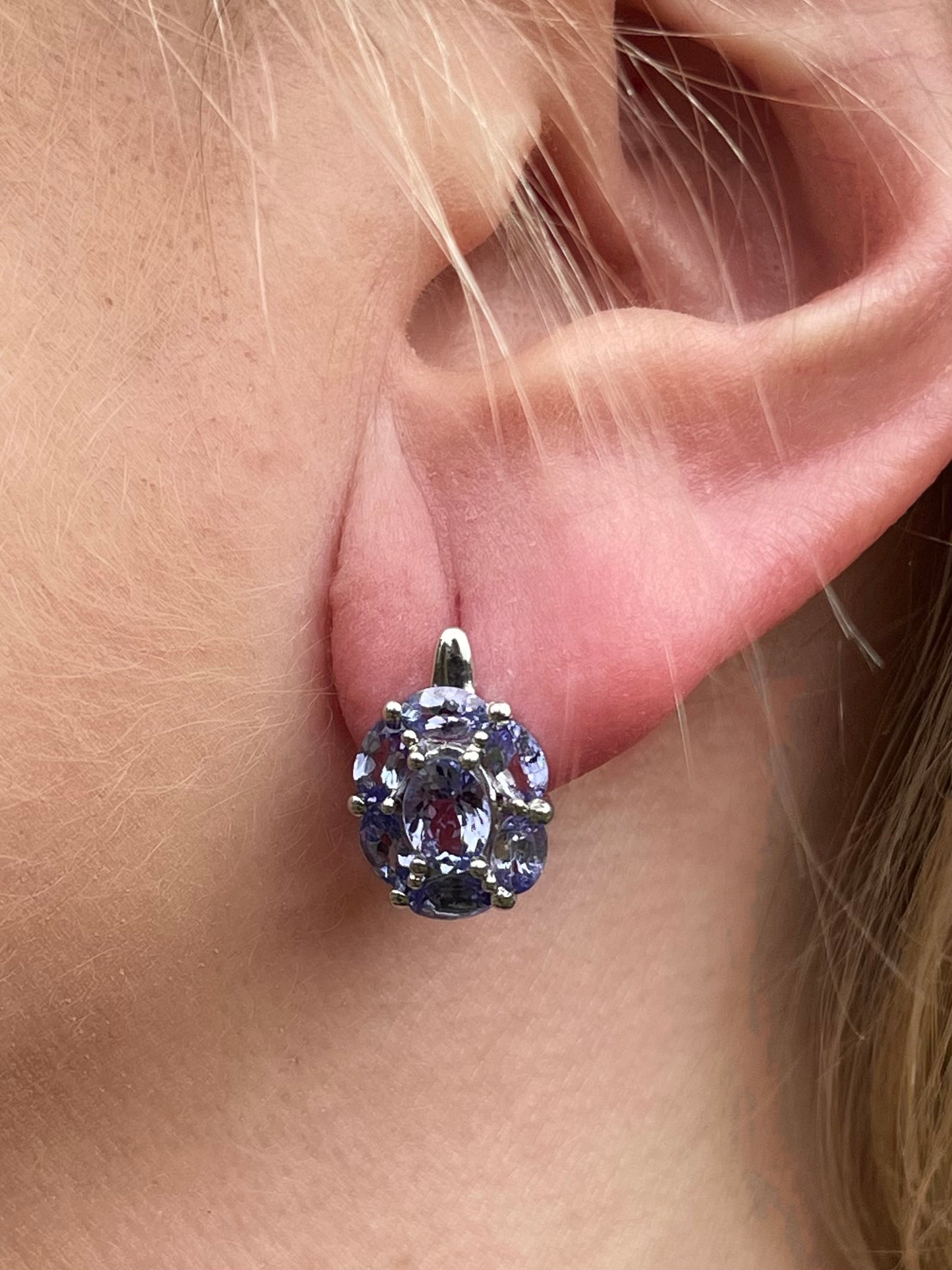 Lilac Tanzanite Cluster Earrings