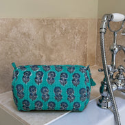 Green Block Printed Sponge Bag/Washbag
