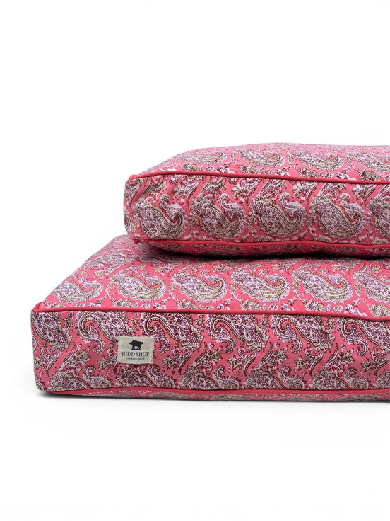 'Pink Paisley' Hand Block Printed Washable Dog Bed