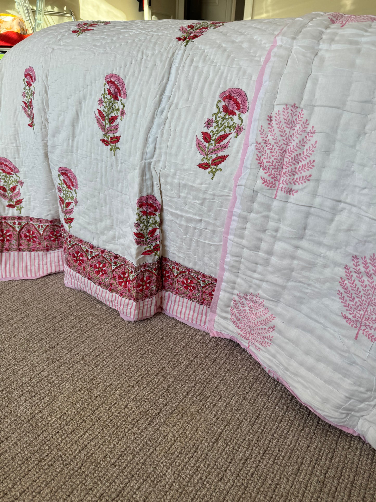 Pink Foliage Bedspread