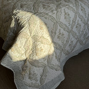 Beige Shield Foliage Bedspread
